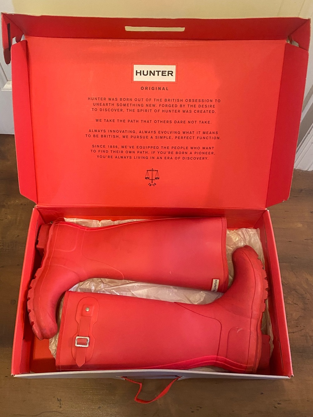 Hunter Bright Coral Tall Rubber Rain Boots